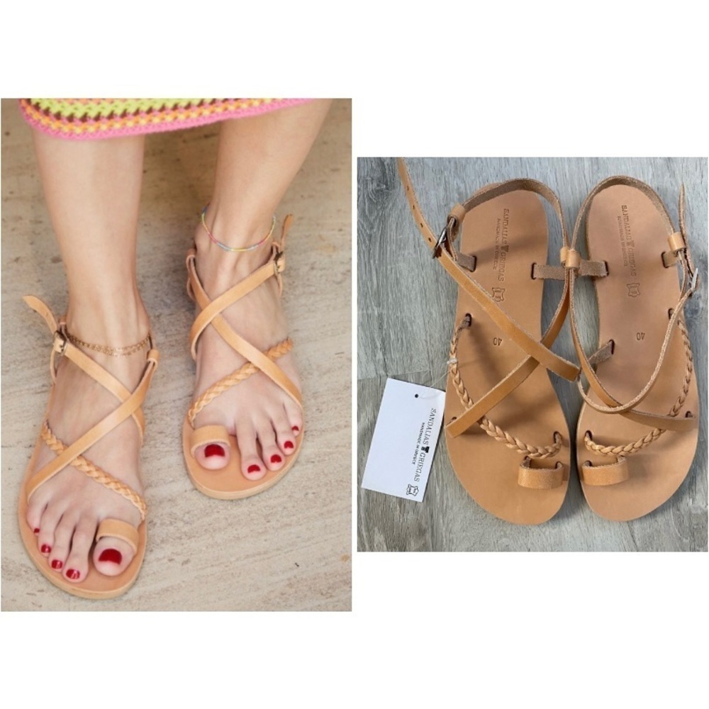 Nude/tan Handmade Greek Sandals 100% leather Sandalias Griegas